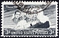 USA - CIRCA 1948: A stamp printed in USA shows Four Chaplains and Liner Dorchester, circa 1948.