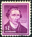 USA - CIRCA 1954: A stamp printed in USA from the `Liberty` issue shows 1st & 6th Governor of Virginia Patrick Henry, circa 1954.