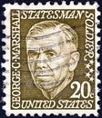 USA - CIRCA 1965: A stamp printed in USA from the `Prominent Americans 1st series` issue shows George C. Marshall, circa 1965. Royalty Free Stock Photo