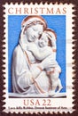 USA - CIRCA 1985: A stamp printed in USA shows `Genoa Madonna` sculpture by Luca della Robbia Royalty Free Stock Photo