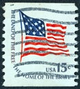 USA - CIRCA 1975: A stamp printed in USA from the `Americana` issue shows the Fort McHenry flag Royalty Free Stock Photo