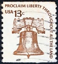 USA - CIRCA 1975: A stamp printed in USA from the `Americana` issue shows the Liberty Bell Royalty Free Stock Photo