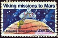 USA - CIRCA 1978: A stamp printed in USA shows Viking 1 lander scooping soil from Mars, circa 1978.