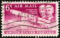 USA - CIRCA 1949: A stamp printed in USA shows Wright brothers and Wright Flyer I plane, circa 1949. Royalty Free Stock Photo