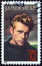 USA - CIRCA 1996: A stamp printed in USA from the `Legends of Hollywood` issue shows James Dean, circa 1996. Royalty Free Stock Photo