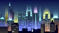 USA city night neon style architecture buildings town country travel