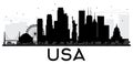 USA City skyline black and white silhouette. Royalty Free Stock Photo