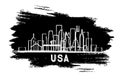 USA City Skyline Silhouette. Hand Drawn Sketch Royalty Free Stock Photo