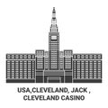 Usa,Cleveland, Jack , Cleveland Casino travel landmark vector illustration Royalty Free Stock Photo
