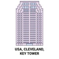Usa, Cleveland, Key Tower travel landmark vector illustration