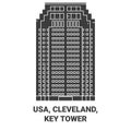 Usa, Cleveland, Key Tower travel landmark vector illustration Royalty Free Stock Photo