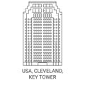 Usa, Cleveland, Key Tower travel landmark vector illustration