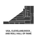 Usa, Cleveland,Rock , And Roll Hall Of Fame travel landmark vector illustration