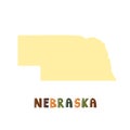 USA collection. Map of Nebraska - yellow silhouette