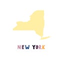 USA collection. Map of New York - yellow silhouette