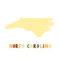 USA collection. Map of North Carolina - yellow silhouette