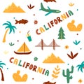 USA collection. Vector illustration of California theme. State Symbols Royalty Free Stock Photo