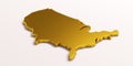 USA United States Golden Map . 3D Render Illustration Royalty Free Stock Photo
