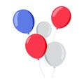 USA colors flag in balloons helium. Set, Bunches and Groups of Color Glossy Helium Balloons Isolated on Transparent Royalty Free Stock Photo