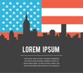 USA Colour Flag New York City Vector Skyline