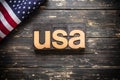 USA Concept Vintage Wooden Letterpress Type Word Royalty Free Stock Photo