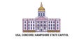 Usa, Concord, Hampshire State Capitol, travel landmark vector illustration