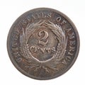 1865 USA Copper Two Cent Coin