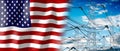 USA - country flag and electricity pylons Royalty Free Stock Photo