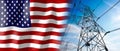 USA - country flag and electricity pylons - 3D illustration Royalty Free Stock Photo