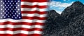 USA - country flag and pile of coal Royalty Free Stock Photo