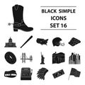 USA country set icons in black style. Big collection of USA country vector symbol stock illustration Royalty Free Stock Photo