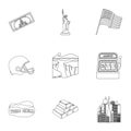 USA country set icons in outline style. Big collection of USA country illustration Royalty Free Stock Photo