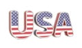 USA 3d text with flag`s texture, isolated on white Royalty Free Stock Photo