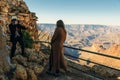 USA - December, 2019 tourists on View over the Grand Canyon from the south rim Royalty Free Stock Photo