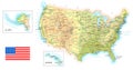 USA - detailed topographic map - illustration. Royalty Free Stock Photo