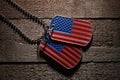 USA dog tags on wooden Royalty Free Stock Photo