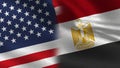 Usa and Egypt Realistic Half Flags Together