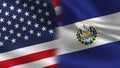 Usa and El Salvador Realistic Half Flags Together