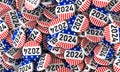 2024 usa election buttons pile background Royalty Free Stock Photo