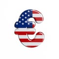 USA euro currency sign  -  3d american flag symbol - American way of life, politics  or economics concept Royalty Free Stock Photo