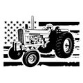 USA Farm Tractor - US Farmer, Harvest, Farmer Vehicle, Stencil, Silhouette, Vector Clip Art