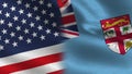Usa and Fiji Realistic Half Flags Together