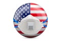 The USA with filtering half face mask, respirator. 3D rendering