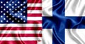 USA and Finland flag silk Royalty Free Stock Photo