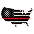 USA Firefighter Support Thin Red Line Illustration