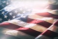 USA flag. American flag. American flag blowing wind. Close-up. Studio shot Royalty Free Stock Photo