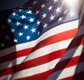 USA flag. American flag. American flag blowing in the wind Royalty Free Stock Photo