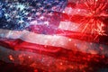 American flag and bokeh background with copy space for american celebration Royalty Free Stock Photo