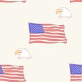 USA flag Bald american eagle mascot pattern, seamless, tile, background vector icon hand drawn style illustrations Royalty Free Stock Photo