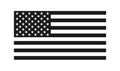 USA flag black and white icon in flat style. Vector isolated